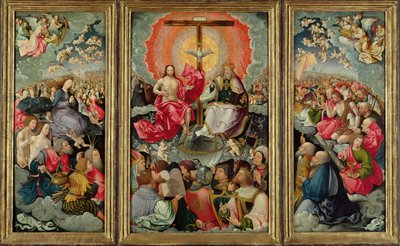 Drieluik met aanbidding van de Drie-eenheid door Jacob Cornelisz van Oostsanen