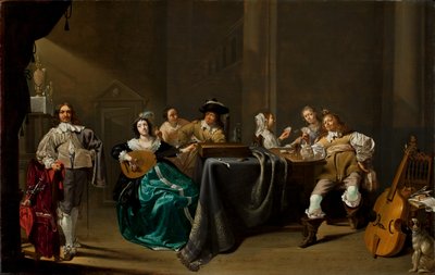 Kaartspelers en feestvierders door Jacob Duck