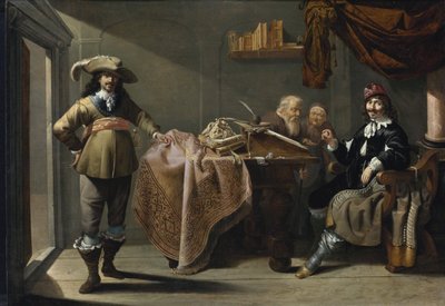 Liefdadigheid in een notariskantoor door Jacob Duck