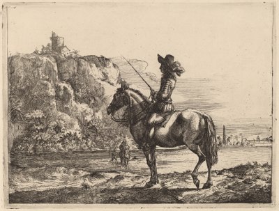 Rivierlandschap met Ruiter door Jacob Duck