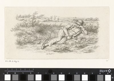 Liggende man in een landschap door Jacob Ernst Marcus