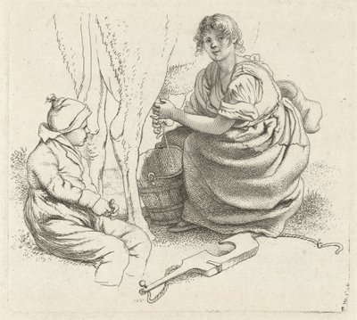 Melkende vrouw door Jacob Ernst Marcus