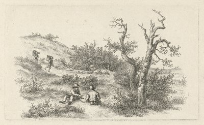 Tekenaars in een duinlandschap door Jacob Ernst Marcus