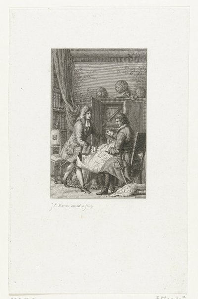 Tsaar Peter de Grote en burgemeester Nicolaes Witsen bestuderen een kaart, 1814 door Jacob Ernst Marcus