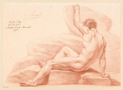 Zittend mannelijk naakt, van opzij gezien (1e prijs 1798) door Jacob Ernst Marcus