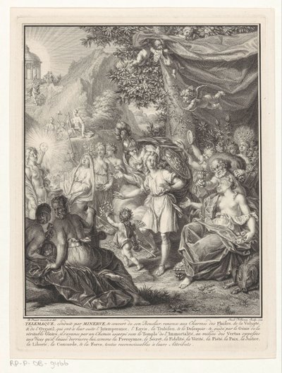 Allegorische voorstelling met Telemachus en Minerva door Jacob Folkema