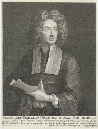 Portret van de Componist en Violist Arcangelo Corelli 1653-1713 door Jacob Folkema