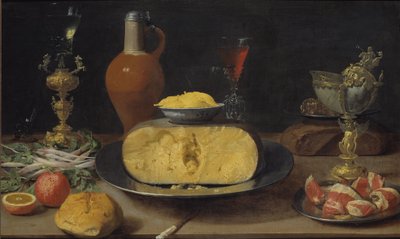 Ontbijtstuk met kaas en kelk door Jacob  Foppens van Es