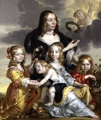 Portret van een Dame met haar Vier Kinderen door Jacob Fransz van der Merck