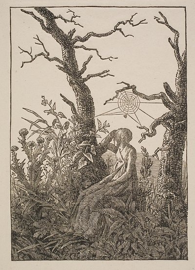 Melancholie. De vrouw met het spinnenweb door Jacob Friedrich