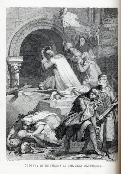 Godfried van Bouillon bij het Heilig Graf door Jacob Friedrich Deininger
