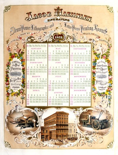 Jacob Haehlen Graveurs - Kalender voor 1871, 1871 door Jacob Haehnlen