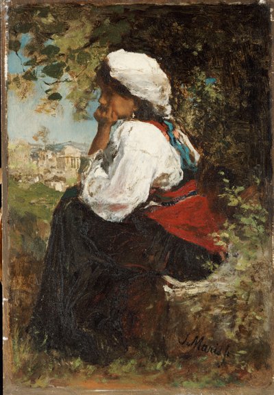 Een Romeins meisje door Jacob Henricus or Hendricus Maris