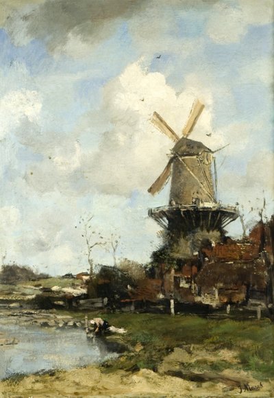De Molen, Nederlands Landschap, c.1880 door Jacob Henricus or Hendricus Maris