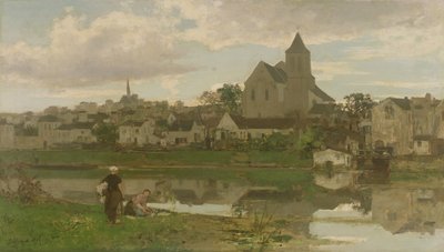Uitzicht op Montigny-sur-Loing door Jacob Henricus or Hendricus Maris
