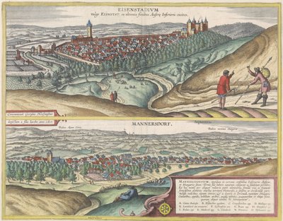Gezichten op Eisenstad en Mannersdorf door Jacob Hoefnagel