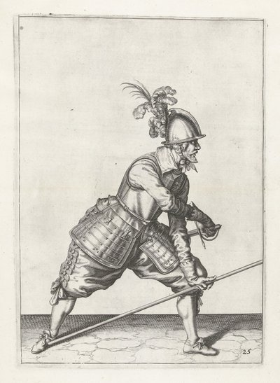 Soldaat met lans trekt zwaard, ca. 1600 door Jacob II de Gheyn