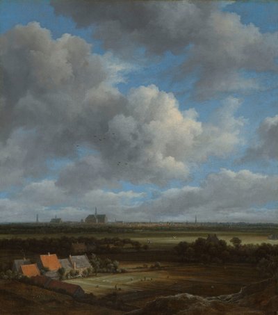 Gezicht op Haarlem vanuit het noordwesten, met de bleekvelden op de voorgrond door Jacob van Ruisdael
