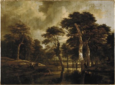 De jacht (schilderij op doek) door Jacob Isaaksz. or Isaacksz. van Ruisdael