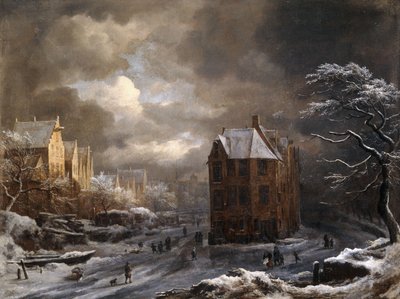 Uitzicht op het Hekelveld, Amsterdam, in de Winter, kijkend naar het Zuiden door Jacob van Ruisdael