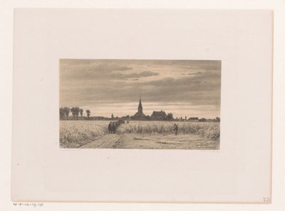 Begrafenisstoet in een korenveld door Jacob Jan van der Maaten