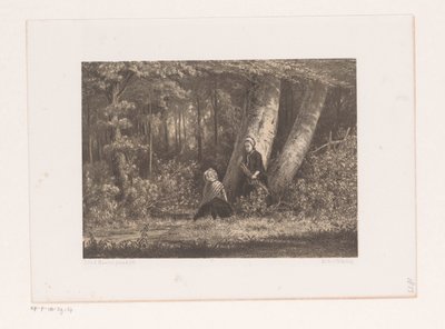 Twee meisjes in het bos door Jacob Jan van der Maaten