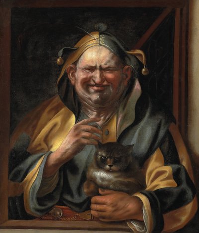 Een nar met een kat door Jacob Jordaens