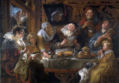 Zoals de ouderen zingen, zo pijpen de jongeren door Jacob Jordaens