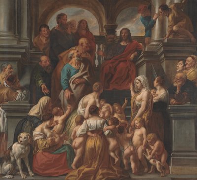 Christus zegent kleine kinderen. Laat de kinderen tot mij komen door Jacob Jordaens