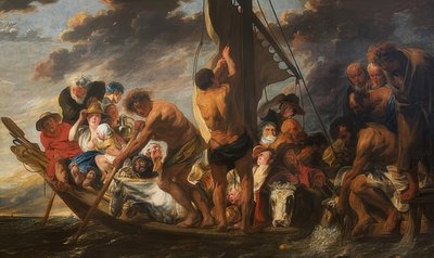 De belastingpenning. De wonderbare visvangst van Petrus. (ook: Veerboot naar Antwerpen). Om 1623 door Jacob Jordaens