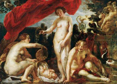 De dochters van Kekrops vinden de kleine Erichthonios door Jacob Jordaens