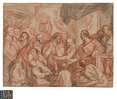 Dutch: Christus en de overspelige vrouw, voorbereidende schets, keerzijde: De gevangenneming van Christus door Jacob Jordaens