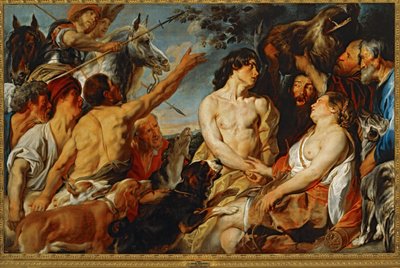 Meleager en Atalanta ... (schilderij op doek) door Jacob Jordaens