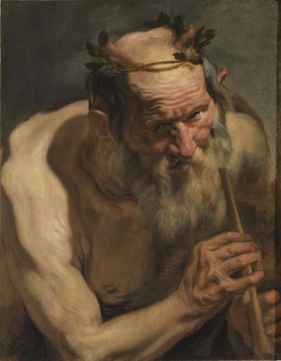 Oude sater met een fluit, c.1620 door Jacob Jordaens