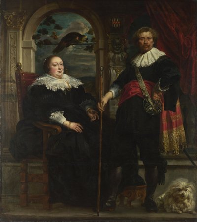 Portret van Govaert van Surpele en zijn vrouw, 1636-1637 door Jacob Jordaens