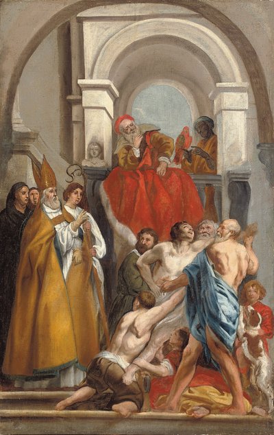 Sint Martinus geneest een bezeten man door Jacob Jordaens