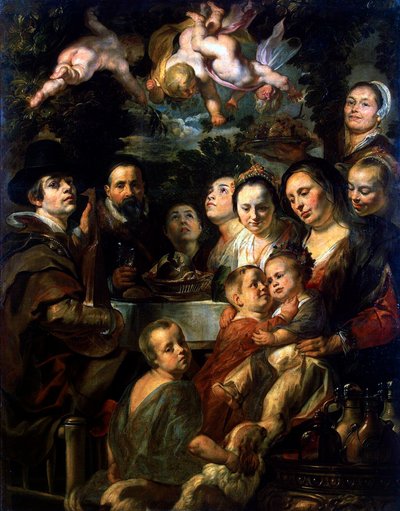 Zelfportret met ouders, broers en zussen door Jacob Jordaens