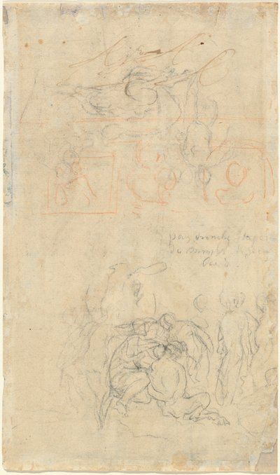 Blad met Studies van de Dronken Pan en Nimfen [verso] door Jacob Jordaens