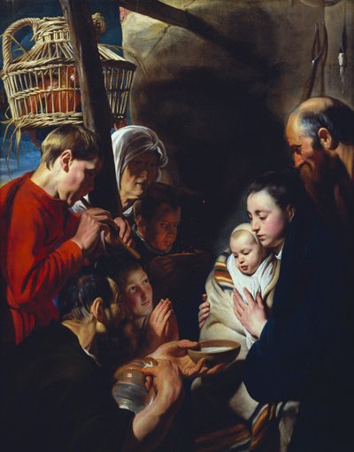 De aanbidding van de herders door Jacob Jordaens