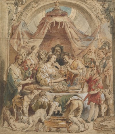 Het banket van Anthony en Cleopatra, 17e eeuw door Jacob Jordaens