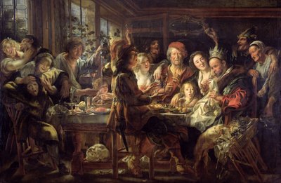 Het bonenfeest (De koning drinkt) door Jacob Jordaens