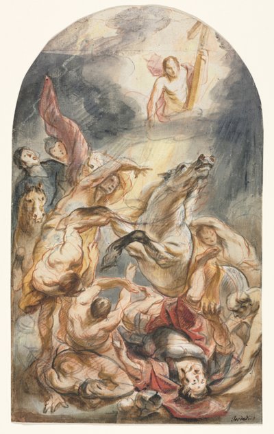 De bekering van Saul met Christus en het kruis door Jacob Jordaens