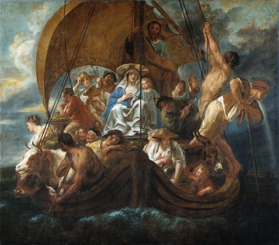De Heilige Familie in een Boot, 1652 door Jacob Jordaens