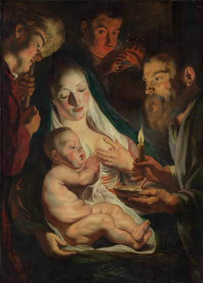 De Heilige Familie met herders, 1616 door Jacob Jordaens