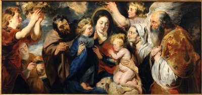 De Heilige Familie met de jonge Johannes de Doper en engelen, c. 1616-1617 door Jacob Jordaens