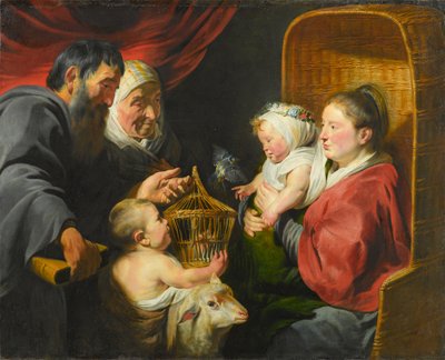 De Maagd en het Kind met Sint Jan en zijn ouders door Jacob Jordaens