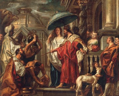 Het eerbetoon van de Kalief Harun al-Rashid aan Karel de Grote door Jacob Jordaens