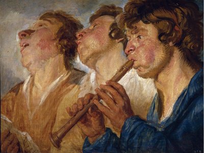 Drie straatmuzikanten door Jacob Jordaens