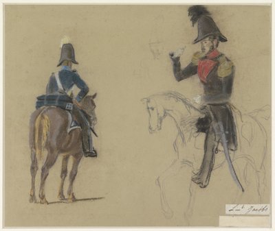 Portret van Luitenant Jacobs, te paard door Jacob Joseph Eeckhout