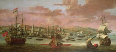 Nederlandse Oorlogsschepen en Turkse Galeien bij Constantinopel door Jacob Knyff